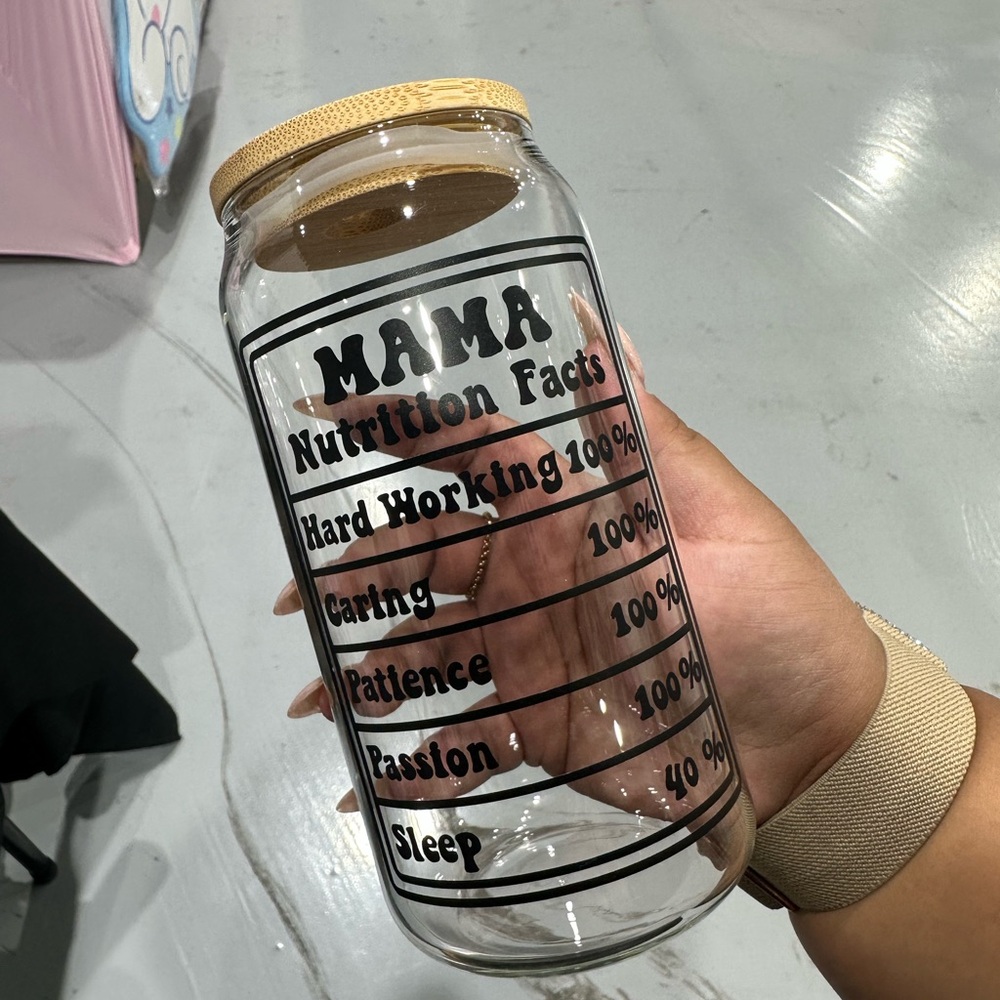Mama Nutrition Facts Glass tumbler